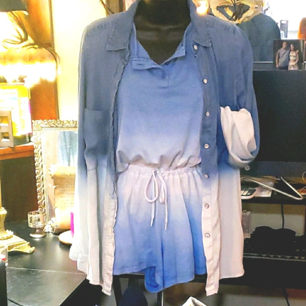 BKE Aumbre Shirt w/ Romper short combo outfit!